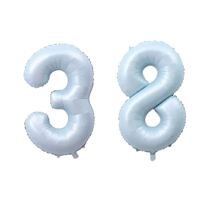 Number Thirty Eight Balloon Pastel Blue Sky Blue Light Blue 32" Large Party Milestone Balloon Decoration
