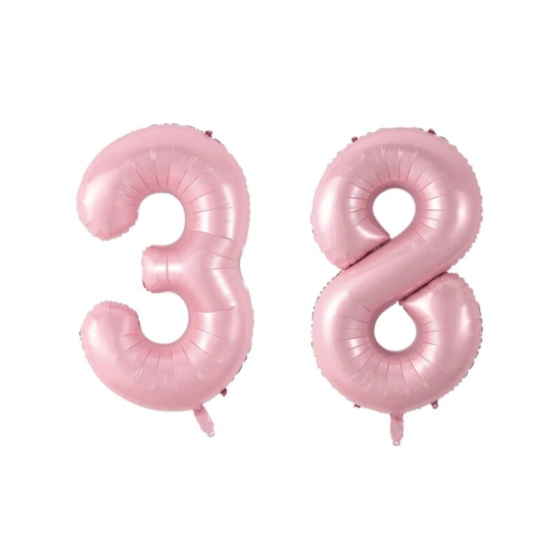 Number Thirty Eight Balloon Soft Pastel Pink Number 38 Balloon 32" Large Birthday Decoration