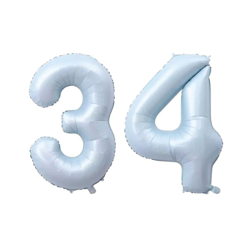 Number Thirty Four Balloon Pastel Blue Sky Blue Light Blue 32" Large Party Balloon Decoration