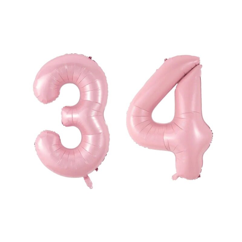 Number Thirty Four Balloon Soft Pastel Pink Number 34 Balloon 32" Large Celebration Balloon