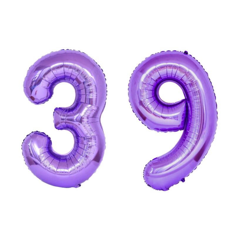 Number Thirty Nine Balloon Purple Number 39 Balloon 32" Large Celebration Decoration