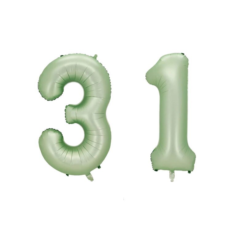 Number Thirty One Balloon Pastel Sage Green Number 31 Balloon 32" Large Party Balloon Decoration
