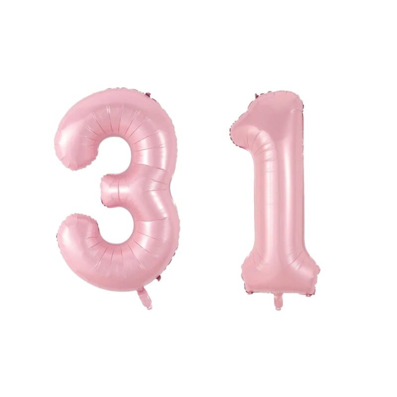 Number Thirty One Balloon Soft Pastel Pink Number 31 Balloon 32" Large Birthday Decoration