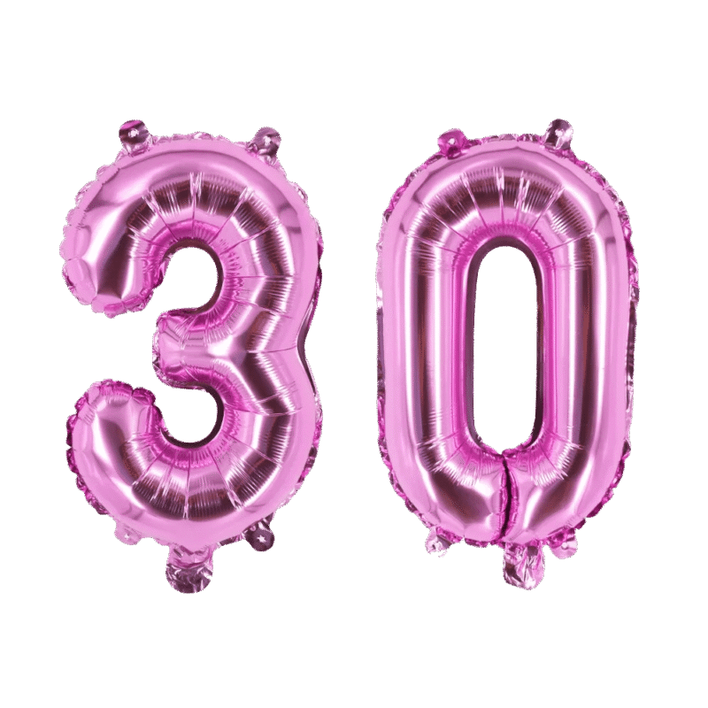 Number Thirty Pink Balloon, 32" Foil Mylar, 30th Birthday Party Decoration Balloon