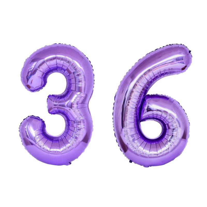 Number Thirty Six Balloon Purple Number 36 Balloon 32" Large Party Supply