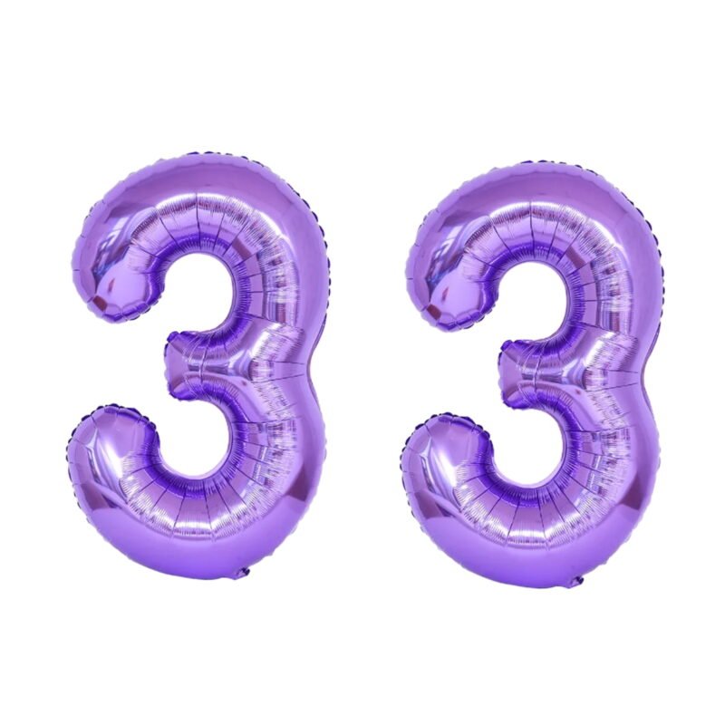 Number Thirty Three Balloon Purple Number 33 Balloon 32" Large Festive Decoration