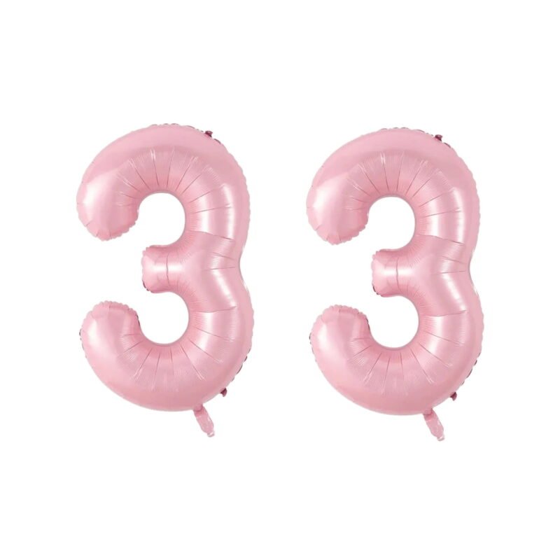 Number Thirty Three Balloon Soft Pastel Pink Number 33 Balloon 32" Large Festive Decoration