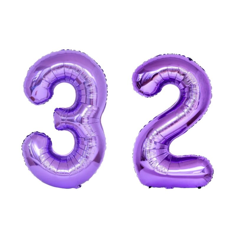 Number Thirty Two Balloon Purple Number 32 Balloon 32" Large Event Supply