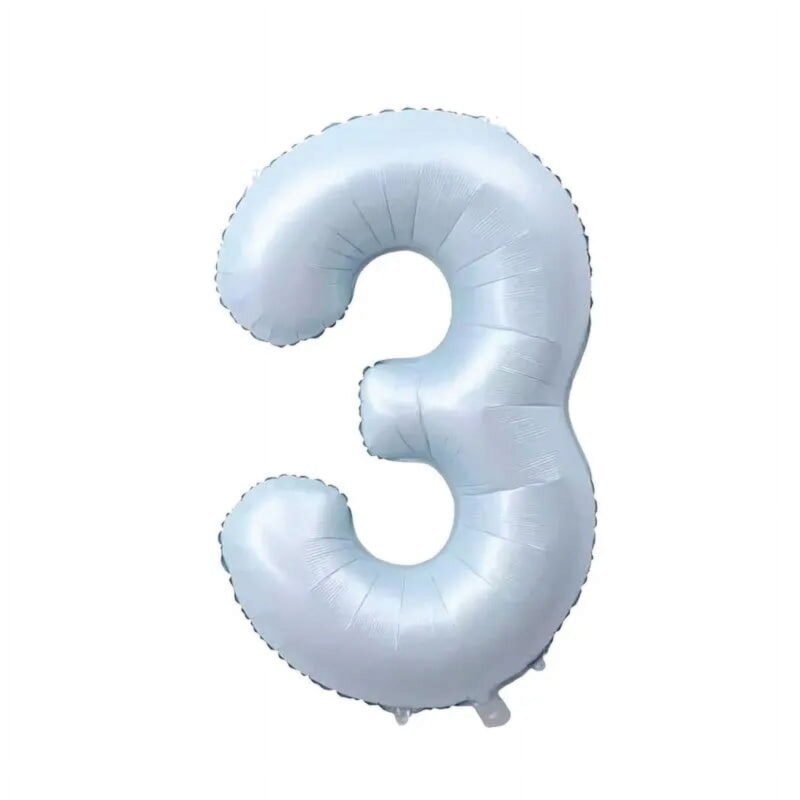 Number Three Balloon Pastel Blue Sky Blue Light Blue 32" Large Party Birthday Balloon
