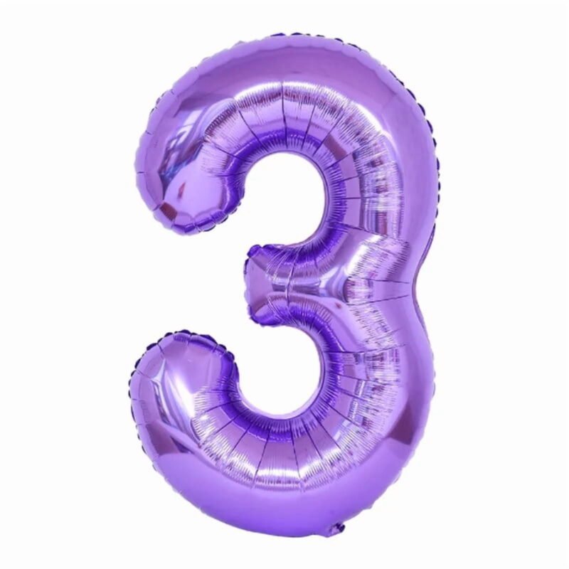 Number Three Balloon Purple Number 3 Balloon 32" Large Celebration Balloon