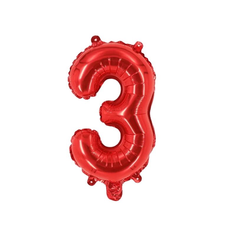 Number Three Balloon Red Number 3 Balloon 32" Foil Mylar Red Number Balloon