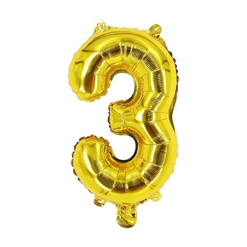 Number Three Balloon Yellow Gold Number 3 Balloon 32" Foil Mylar Yellow Gold Number Balloon