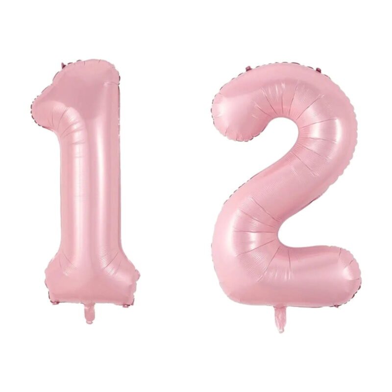 Number Twelve Balloon Soft Pastel Pink Number 12 Balloon 32" Large Event Supply