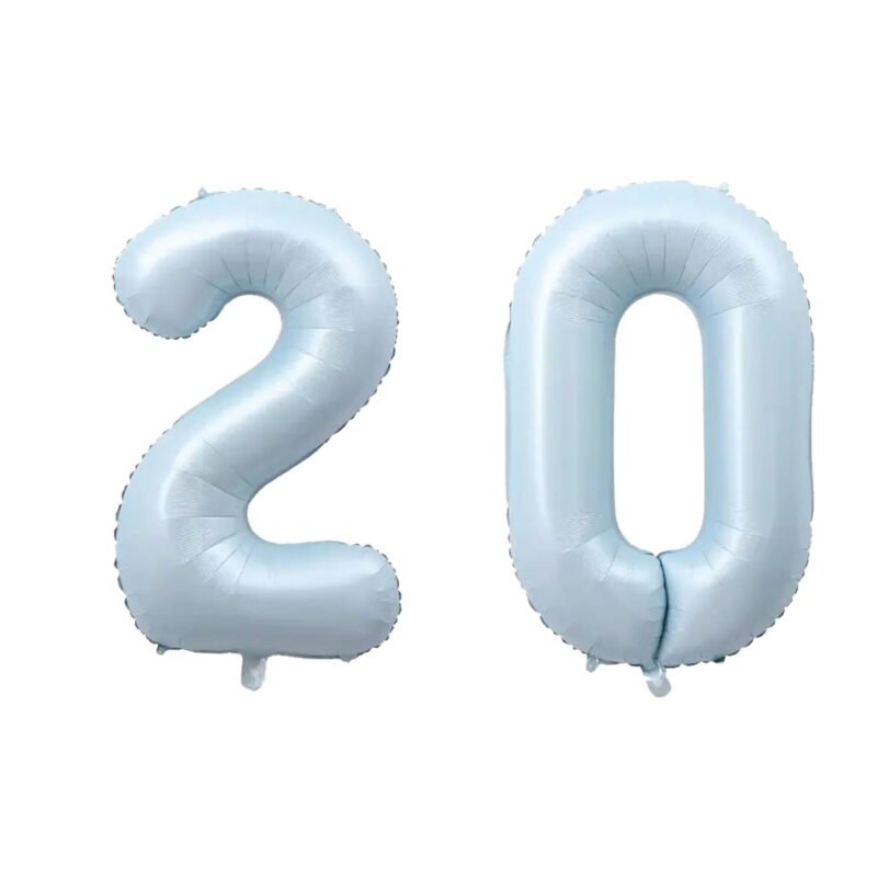 Number Twenty Balloon Pastel Blue Sky Blue Light Blue 32" Large Party Milestone Balloon Decoration