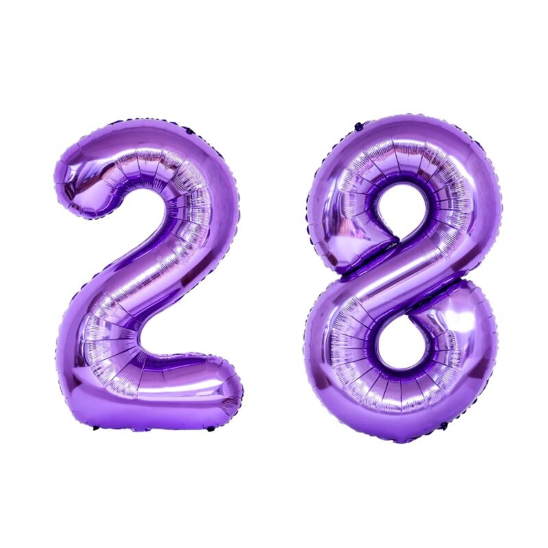 Number Twenty Eight Balloon Purple Number 28 Balloon 32" Large Celebration Decoration