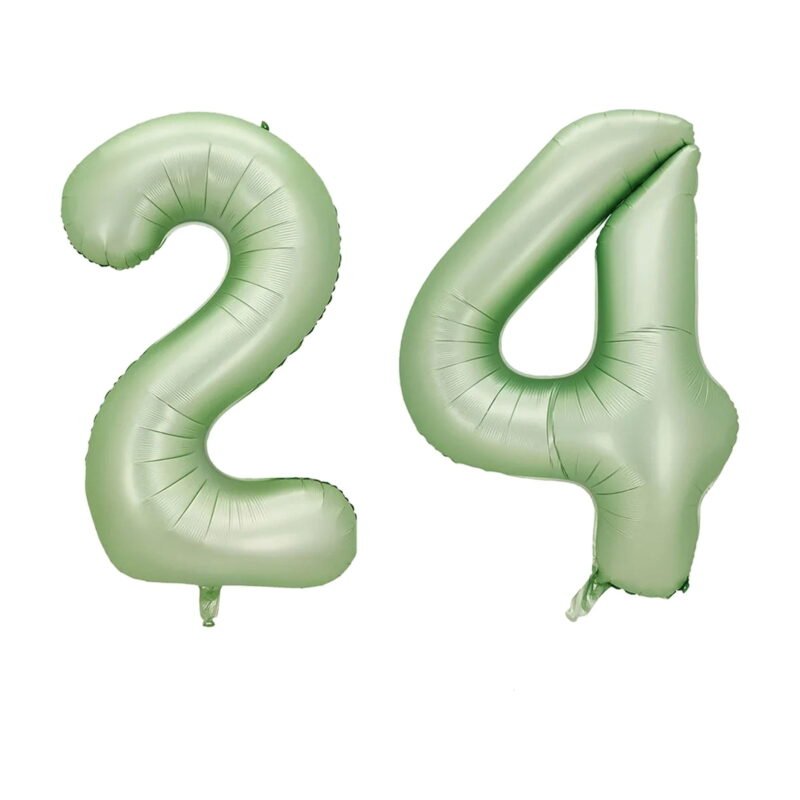 Number Twenty Four Balloon Pastel Sage Green Number 24 Balloon 32" Large Party Birthday Balloon