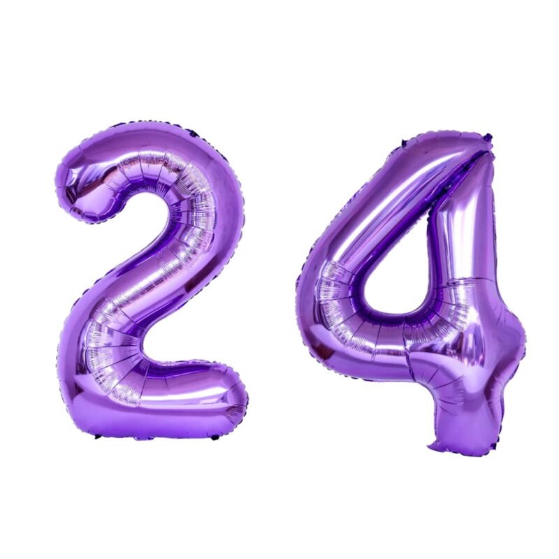 Number Twenty Four Balloon Purple Number 24 Balloon 32" Large Milestone Decoration