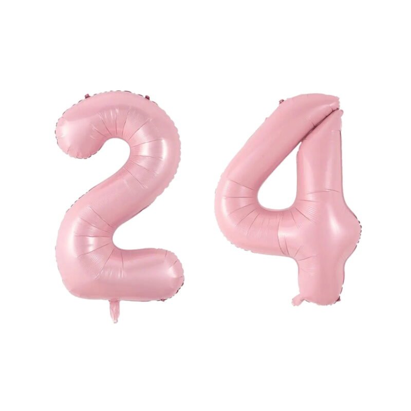 Number Twenty Four Balloon Soft Pastel Pink Number 24 Balloon 32" Large Milestone Decoration