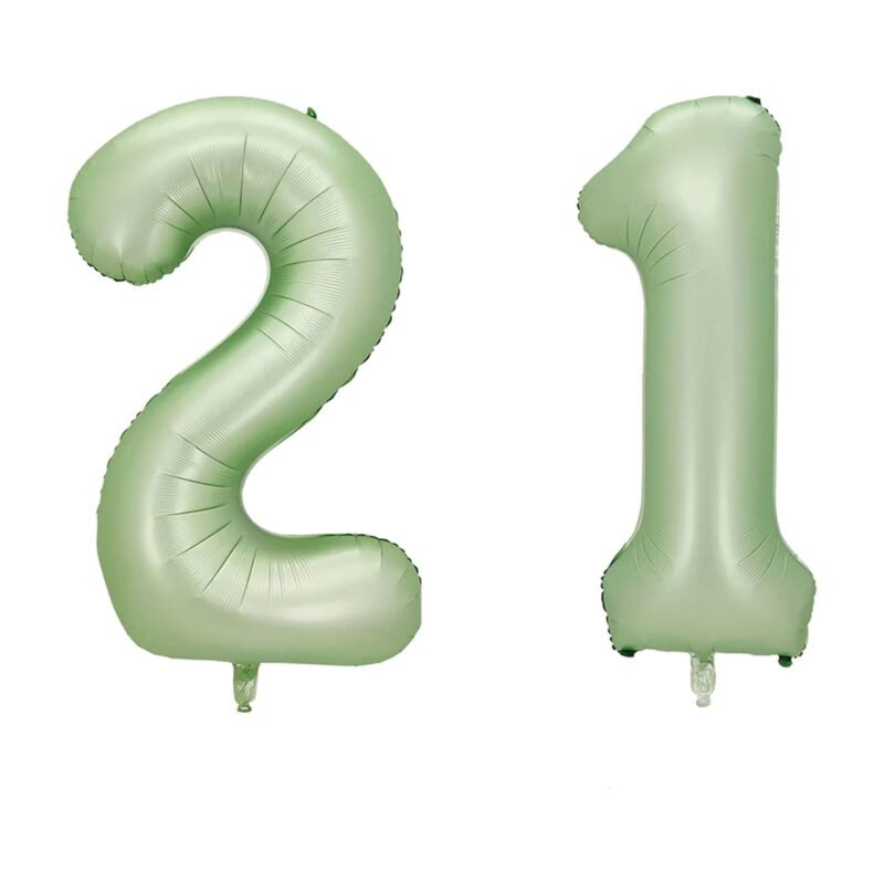 Number Twenty One Balloon Pastel Sage Green Number 21 Balloon 32" Large Party Birthday Balloon