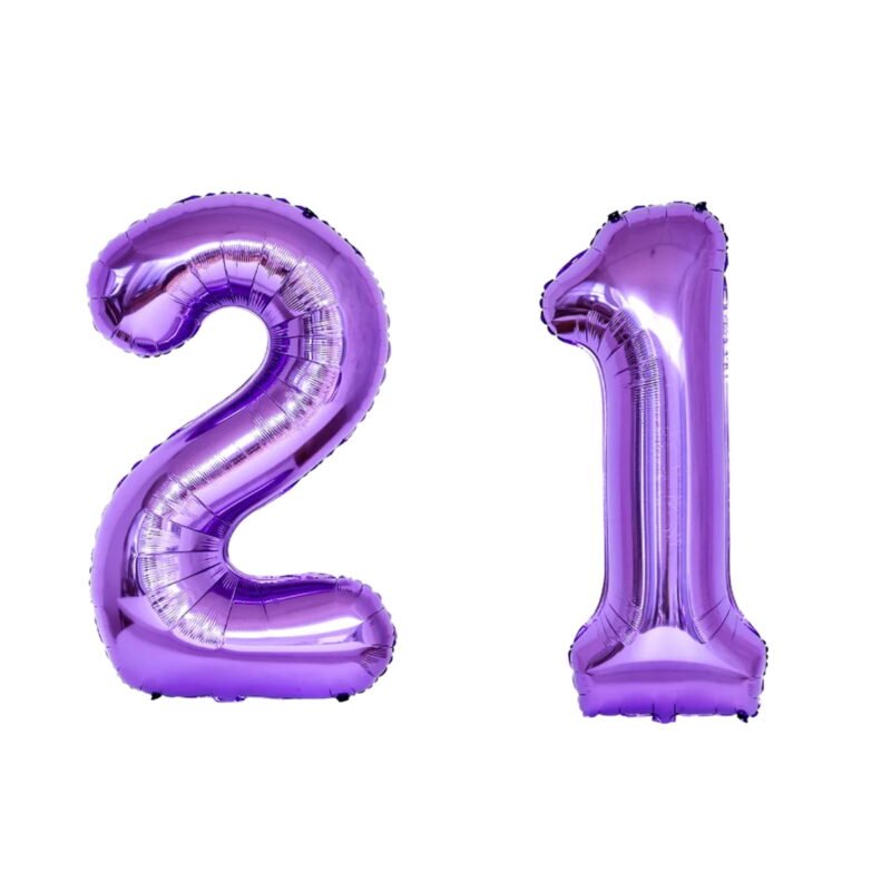 Number Twenty One Balloon Purple Number 21 Balloon 32" Large Party Decoration