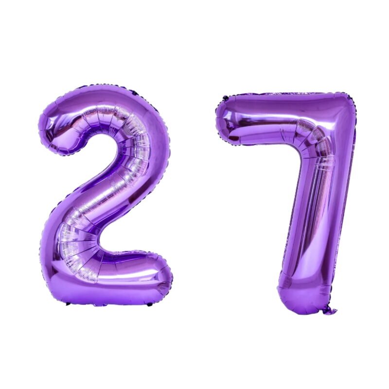 Number Twenty Seven Balloon Purple Number 27 Balloon 32" Large Festive Decoration