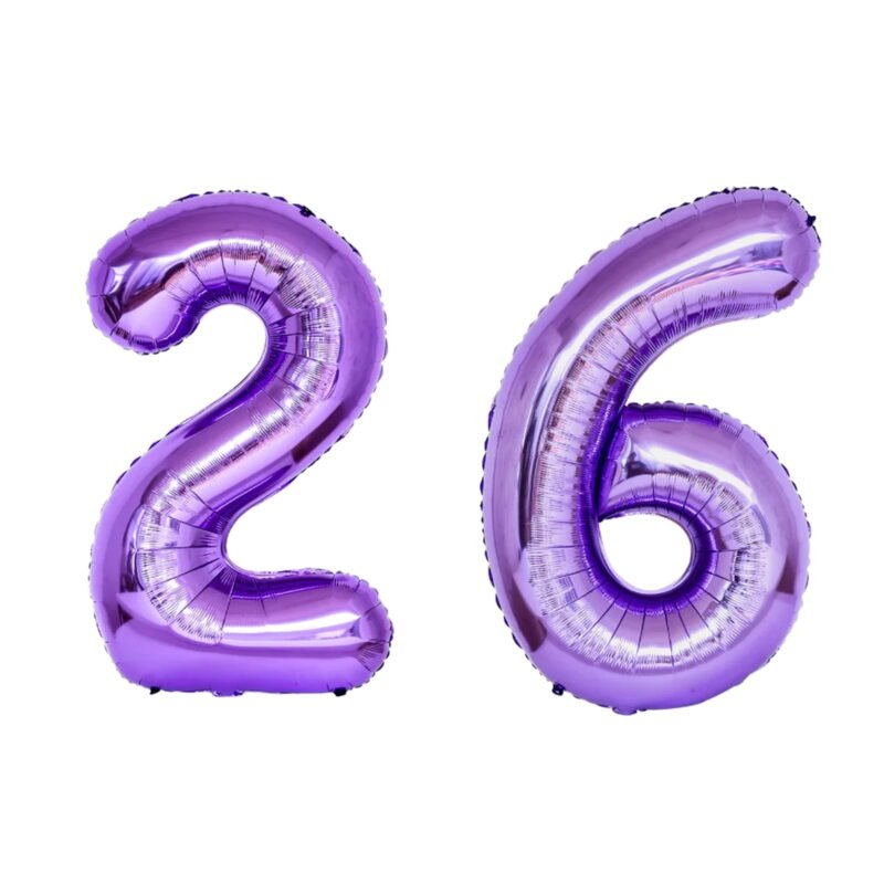 Number Twenty Six Balloon Purple Number 26 Balloon 32" Large Party Supply