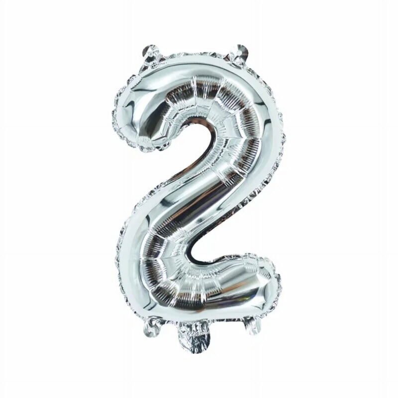 Number Two Balloon Silver Number 2 Balloon 32" Foil Mylar Silver Number Balloon