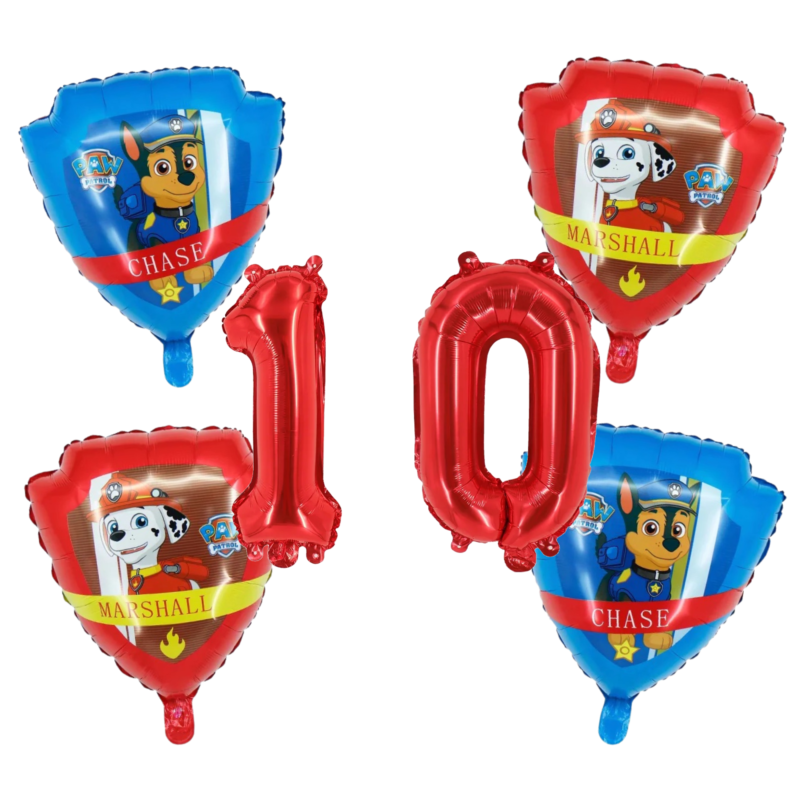 Paw Patrol 10th Birthday Foil Balloon Set Red Blue Chase Marshall
