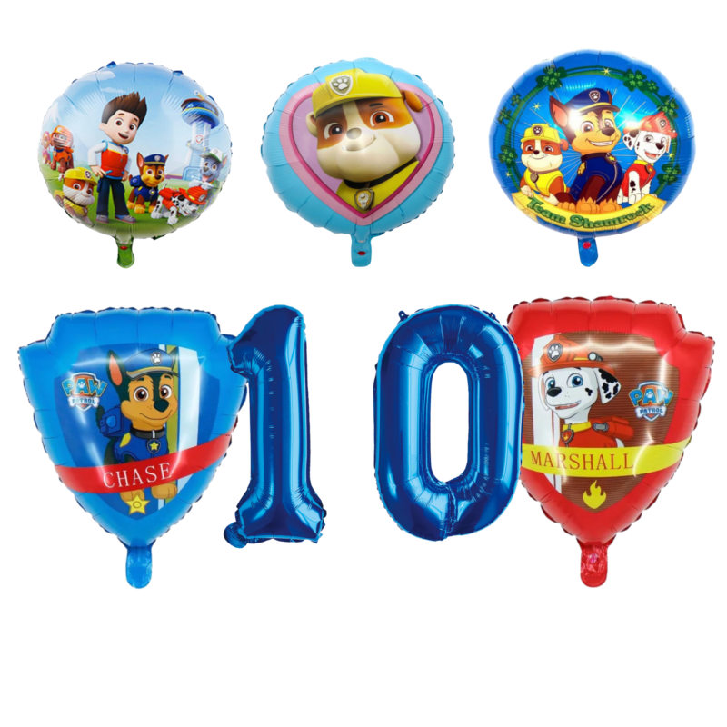 Paw Patrol 10th Birthday Party Balloons Foil Number Set Blue Red