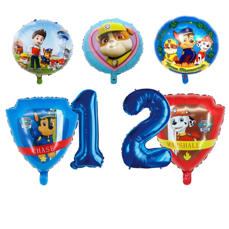 Paw Patrol 12th Birthday Foil Balloons Set Blue Red Kids Party