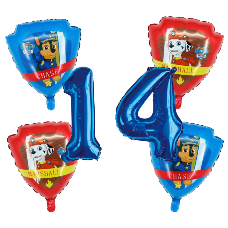 Paw Patrol 14th Birthday Foil Balloon Set Number Blue Red Kids Party