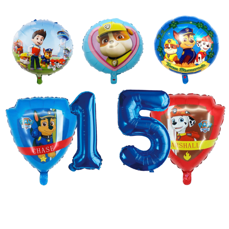 Paw Patrol 15th Birthday Party Foil Balloons Number Set Blue Red Kids