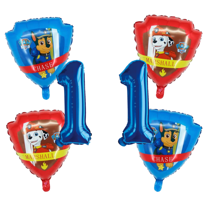 Paw Patrol 1st Birthday Foil Balloon Set Chase Marshall Blue Red