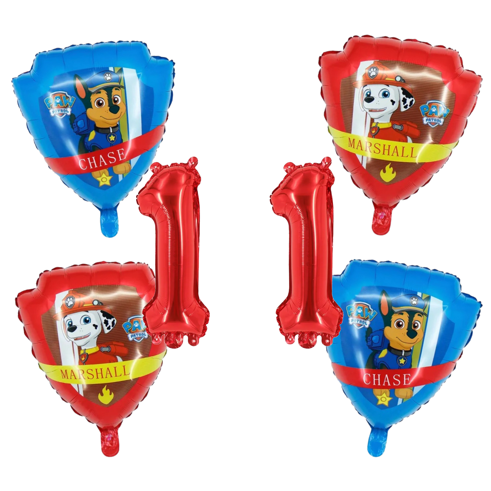 Paw Patrol 1st Birthday Foil Balloon Set Chase Marshall Red Blue
