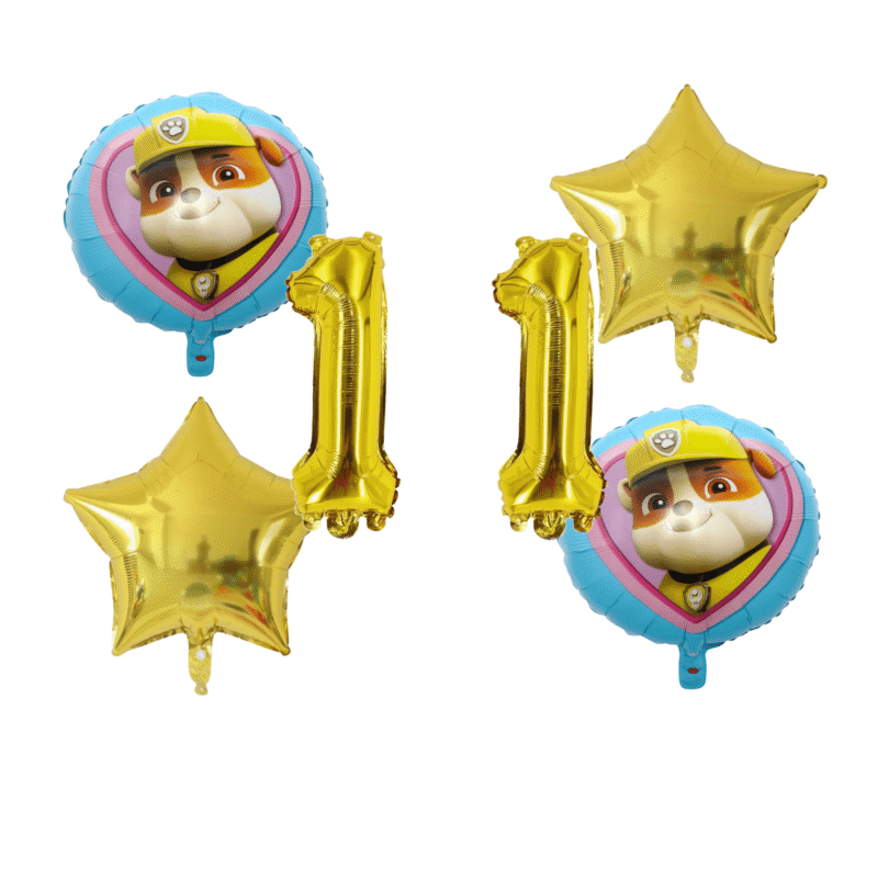 Paw Patrol 1st Birthday Foil Balloon Set Gold Blue Number 1