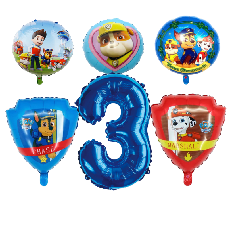 Paw Patrol 3rd Birthday Foil Balloon Set Blue Red Kids Party