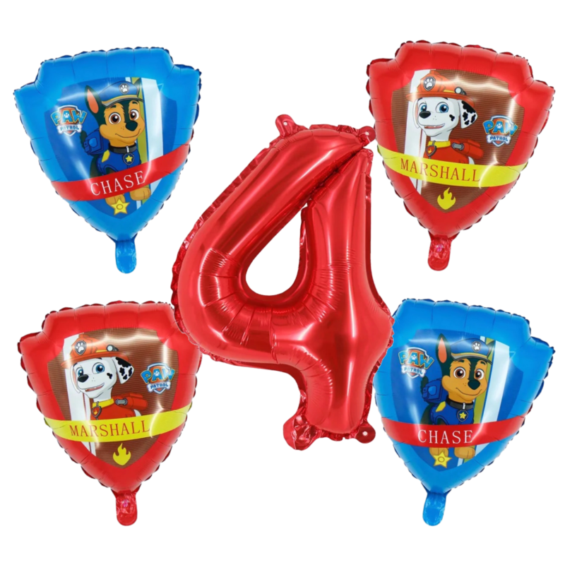 Paw Patrol 4th Birthday Balloon Set Chase Marshall Red Blue Foil