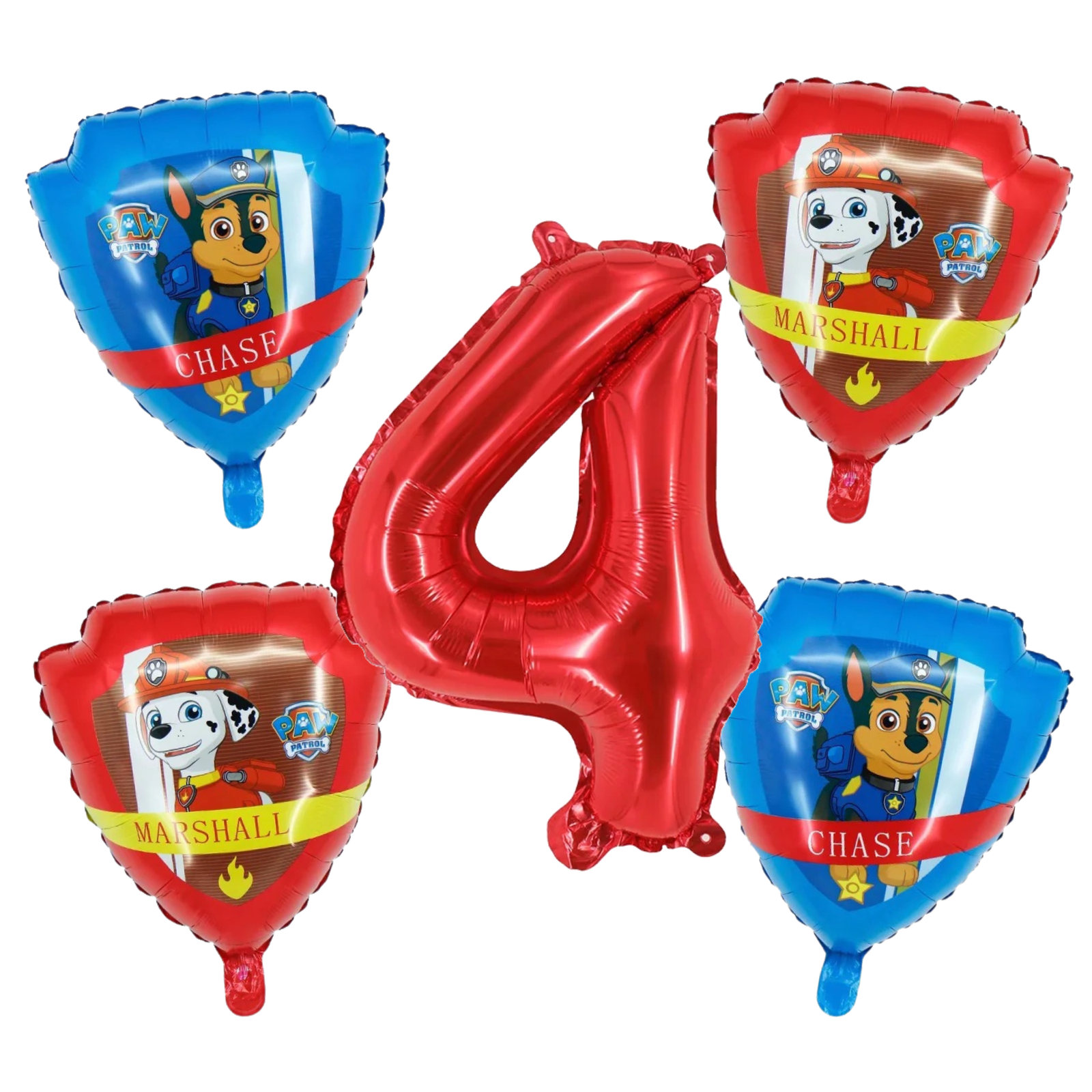 Paw Patrol 4th Birthday Balloon Set Chase Marshall Red Blue Foil