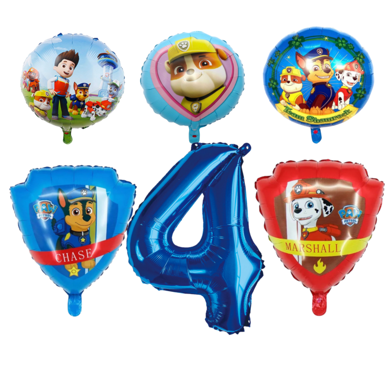 Paw Patrol 4th Birthday Foil Balloon Set Blue Red Kids Party