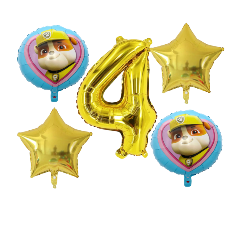 Paw Patrol 4th Birthday Foil Balloon Set Gold Blue Boy