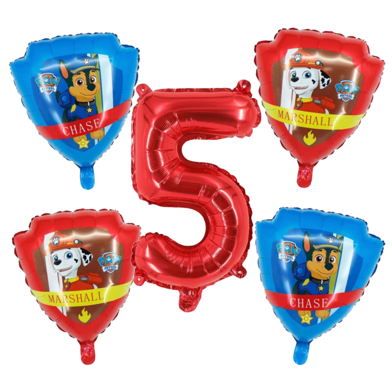 Paw Patrol 5th Birthday Foil Balloons Number Set Red Blue Kids Party