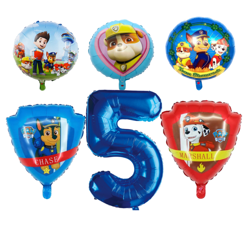 Paw Patrol 5th Birthday Party Foil Balloons Number Set Blue Red Kids