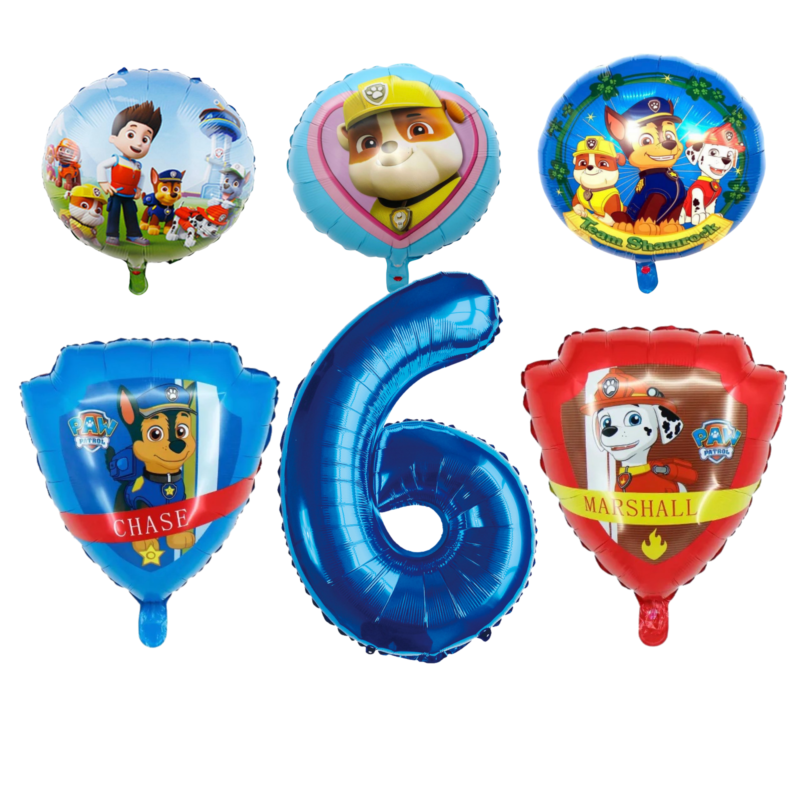 Paw Patrol 6th Birthday Party Foil Balloons Number Set Blue Red Kids