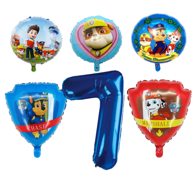 Paw Patrol 7th Birthday Foil Balloon Set Blue Red Kids Party