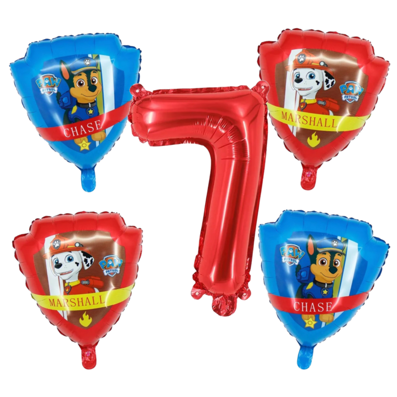 Paw Patrol 7th Birthday Foil Balloons Number 7 Red Blue Kids Party