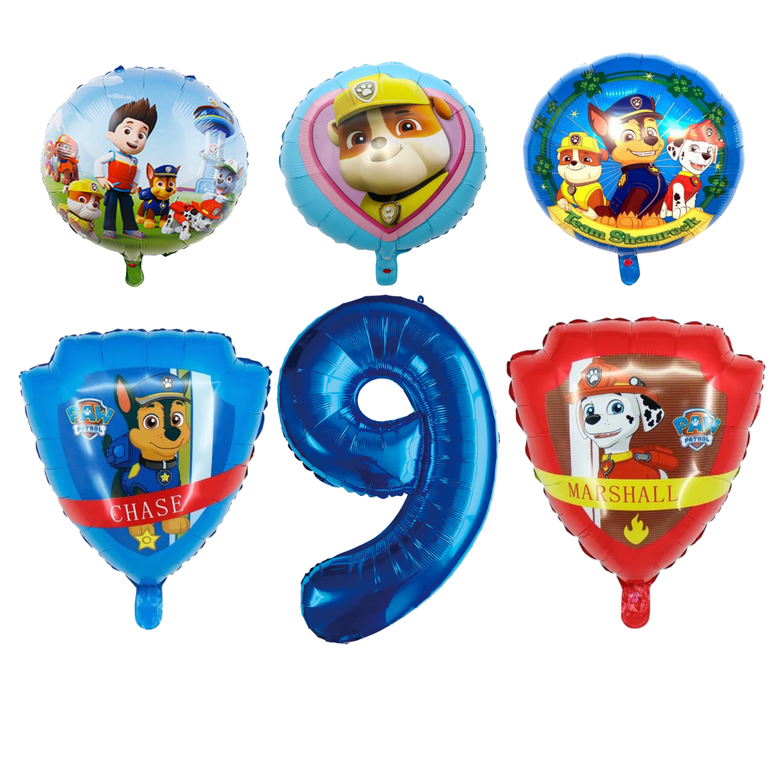 Paw Patrol 9th Birthday Party Foil Balloons Set Blue Red Kids