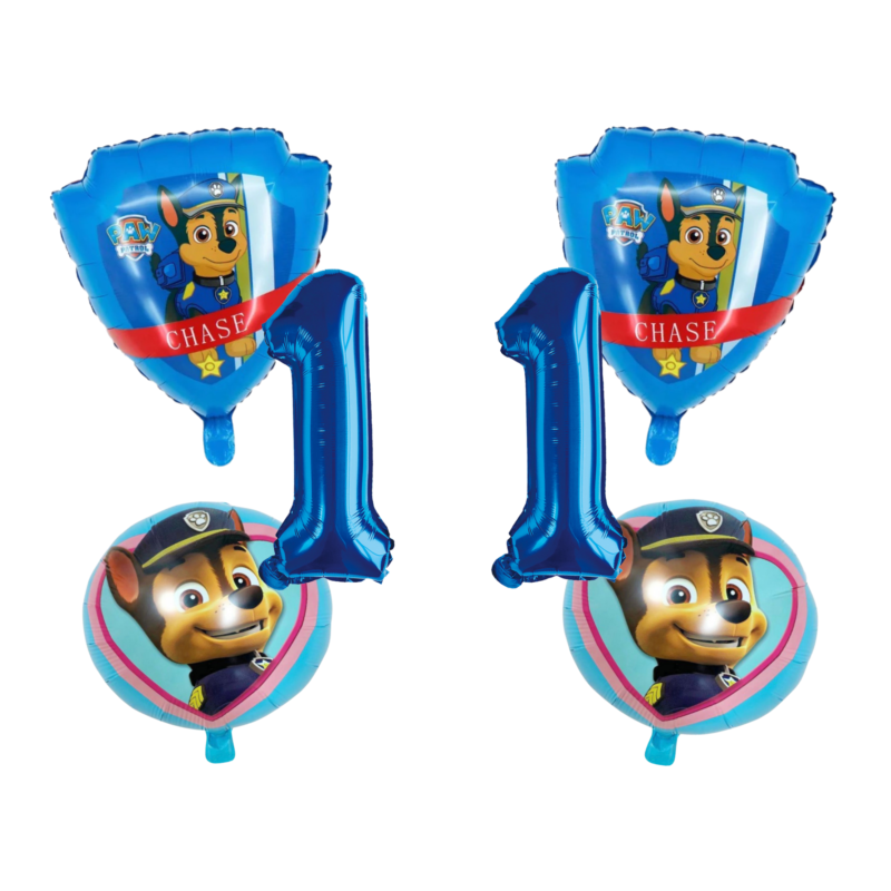 Paw Patrol Chase 1st Birthday Foil Balloon Set Blue Boy