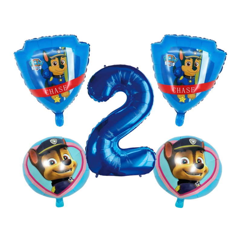 Paw Patrol Chase 2nd Birthday Foil Balloon Set Blue Pink Boy