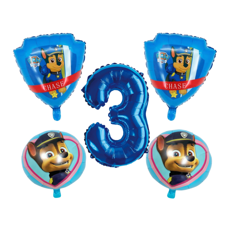 Paw Patrol Chase 3rd Birthday Foil Balloon Set Blue Pink Boy