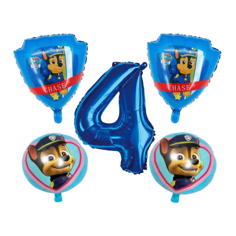 Paw Patrol Chase 4th Birthday Foil Balloon Set Blue Pink Boy